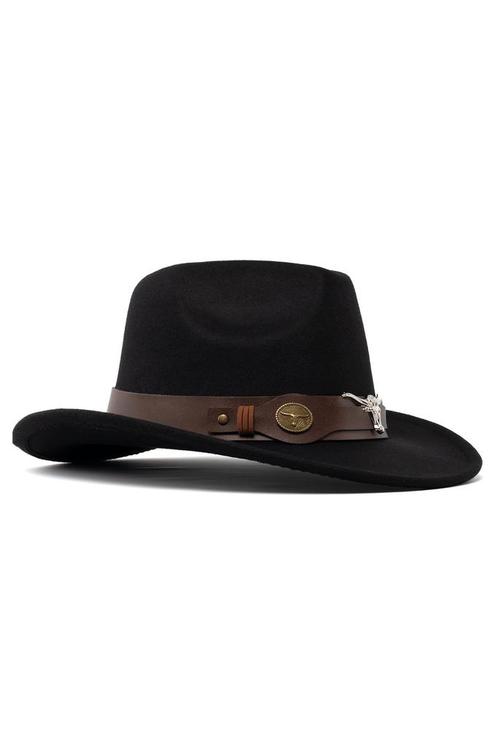 Cowboyhoed Zwart Wolvilt Stier Zwarte Cowboy Western Hoed St, Kleding | Heren, Carnavalskleding en Feestkleding, Nieuw, Overige maten