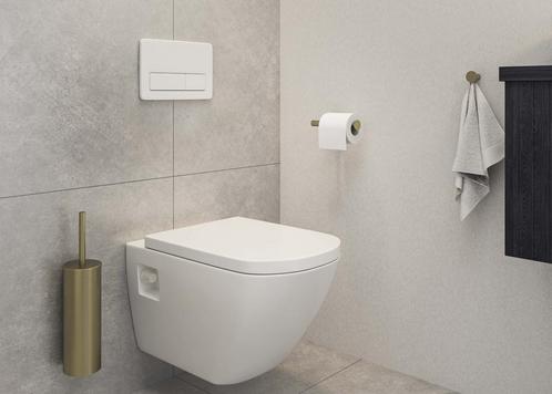 Toiletaccessoire Set MAY 3-in-1 Geborsteld Mat Goud PVD, Doe-het-zelf en Verbouw, Sanitair, Bad, Nieuw, Chroom, Ophalen of Verzenden
