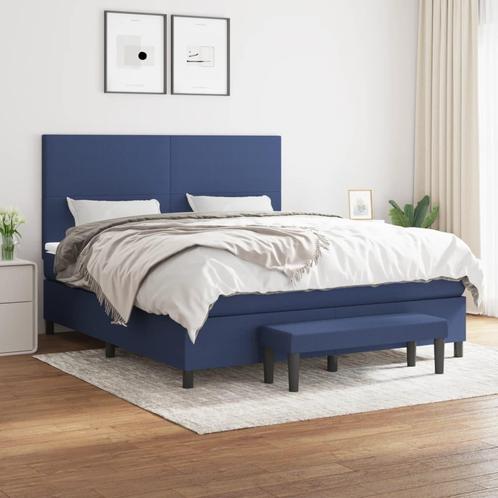 vidaXL Boxspring met matras stof blauw 160x200 cm, Huis en Inrichting, Slaapkamer | Bedden, 160 cm, 200 cm, Blauw, Tweepersoons