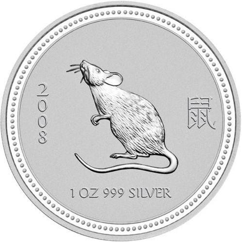 Lunar I - Year of the Mouse - 1 oz 2008 (59.623 oplage), Postzegels en Munten, Munten | Oceanië, Losse munt, Zilver, Verzenden