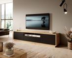 Meubella | TV-Meubel eiken mat zwart 200x40x45 cm, Huis en Inrichting, Kasten | Televisiemeubels, Overige materialen, Verzenden