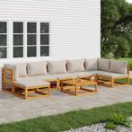 vidaXL 8-delige Loungeset met lichtgrijze kussens massief, Verzenden, Nieuw, Hardhout, Loungeset
