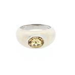 18 Krt. Witgouden ring met citrien (gebolde ring, exclusief), 18 tot 19, Gebruikt, Overige kleuren, Ophalen of Verzenden