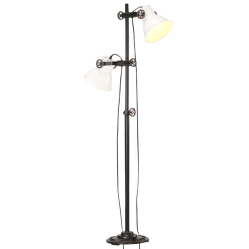vidaXL Vloerlamp met 2 lampenkappen E27 gietijzer wit, Huis en Inrichting, Lampen | Overige, Nieuw, Verzenden