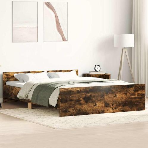 vidaXL Bedframe met hoofd- en voeteneinde gerookt eiken, Huis en Inrichting, Slaapkamer | Bedden, 140 cm, 200 cm, Bruin, Tweepersoons