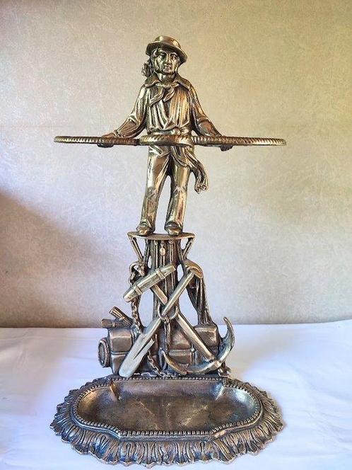 Maritieme objecten - Verguld brons- Parapluhouder zeeman, Antiek en Kunst, Curiosa en Brocante