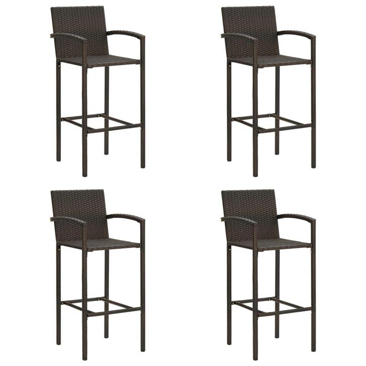 vidaXL Barkrukken 4 st poly rattan bruin, Tuin en Terras, Tuinstoelen, Nieuw, Rotan, Verzenden