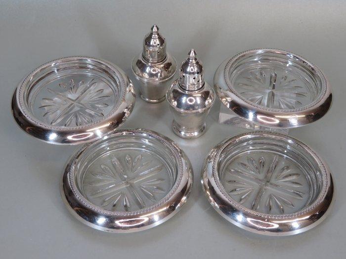 4 x F.B. Rogers + Sterling Weighted peper & zout stel -, Antiek en Kunst, Antiek | Goud en Zilver