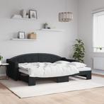 vidaXL Slaapbank met onderschuifbed 80x200 cm stof zwart, Eenpersoons, Verzenden, Zwart, Nieuw