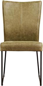 Olijfgroene leren industriële eetkamerstoel - Vintage Leer O, Huis en Inrichting, Stoelen, Overige kleuren, Nieuw, Leer, Ophalen of Verzenden