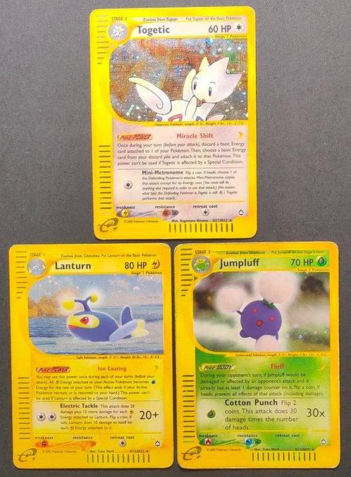 WOTC Pokémon - 3 Card - Acquapolis - ENG - Togetic Holo, Hobby en Vrije tijd, Verzamelkaartspellen | Pokémon