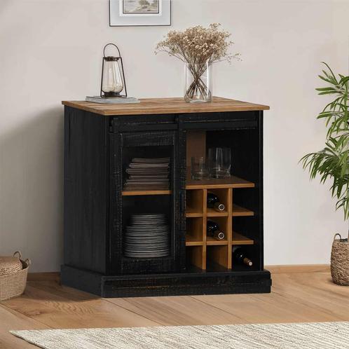 vidaXL Dressoir HALDEN met schuifdeur 80x40x80 cm massief, Huis en Inrichting, Kasten | Dressoirs, 25 tot 50 cm, Nieuw, 50 tot 100 cm
