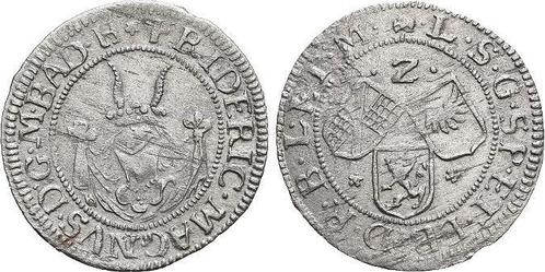 2 Kreuzer Baden-durlach Friedrich Vii Magnus 1677-1709, Postzegels en Munten, Munten | Europa | Niet-Euromunten, Verzenden