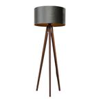 Vloerlamp tripod walnoot hout met velours kap groen 50cm -, Huis en Inrichting, Lampen | Vloerlampen, Nieuw, Overige materialen