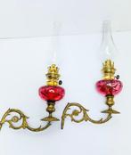 Hugo Schneider - Petroleumlamp - piano - Kristal, Messing