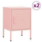vidaXL Nachtkastjes 2 st 35x35x51 cm staal roze, Minder dan 45 cm, Nieuw, Minder dan 55 cm, Verzenden
