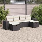 vidaXL 6-delige Loungeset met kussens poly rattan zwart, Verzenden, Nieuw, Rotan, Loungeset