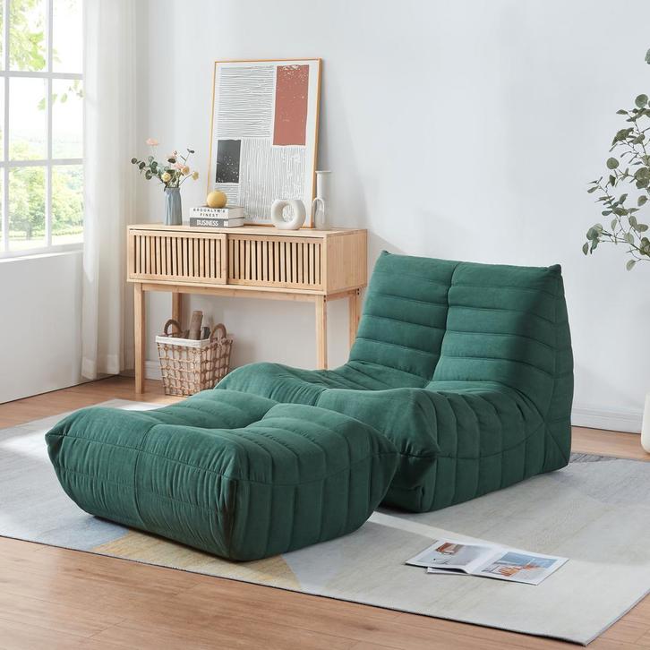 Relaxstoel Kodsø lounge fauteuil met voetenbank microvezel g, Huis en Inrichting, Fauteuils, Verzenden
