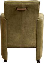 Olijfgroene leren moderne eetkamerfauteuil - Kenia Leer Oliv, Overige kleuren, Nieuw, Leer, Ophalen of Verzenden