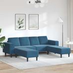vidaXL Bankstel 3 pcs Blauw Fluweel, Huis en Inrichting, Banken | Bankstellen, Verzenden, Nieuw, Stof
