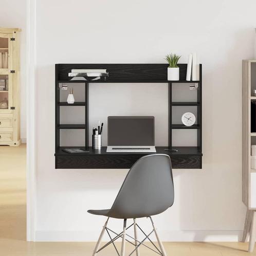 vidaXL Aan de muur bevestigd bureau Zwart eiken 105 x 48 x, Huis en Inrichting, Bureaus, Nieuw, Verzenden