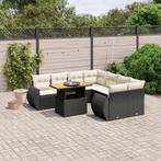 vidaXL 9-delige Loungeset met kussens poly rattan zwart, Tuin en Terras, Tuinsets en Loungesets, Verzenden, Nieuw, Rotan, Loungeset