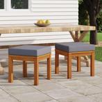 vidaXL Tuinkrukjes 2 st met kussens 40x40x42 cm massief, Verzenden, Nieuw, Hardhout