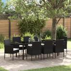 vidaXL 9-delige Tuin Eetset met Kussens Zwart Poly Rattan, Tuin en Terras, Tuinsets en Loungesets, Verzenden, Nieuw, Rotan