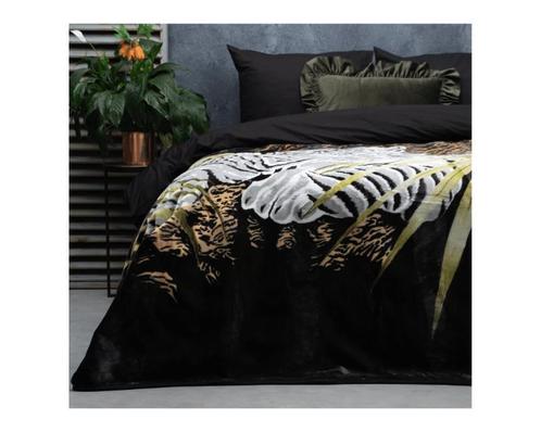 Sleeptime Embossed deken Snow tiger Zwart, Huis en Inrichting, Slaapkamer | Beddengoed