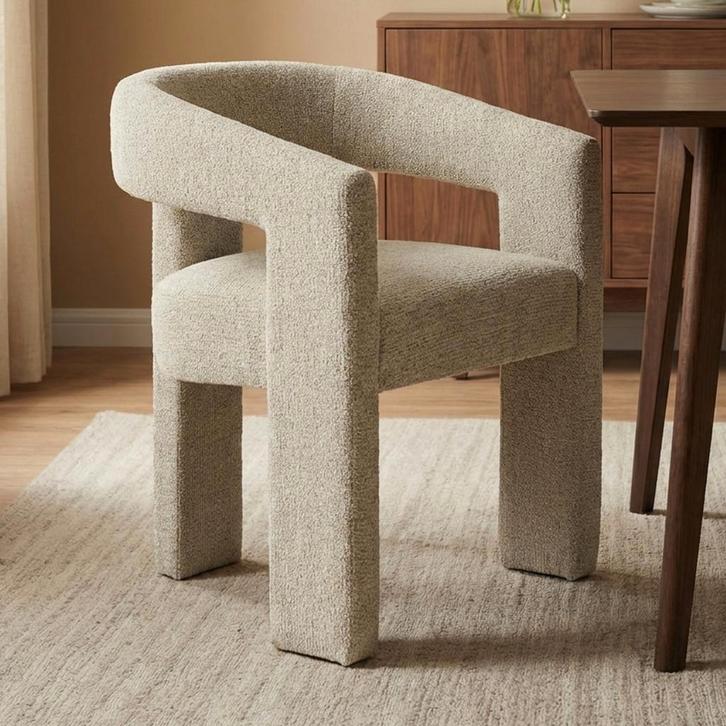 *WOONWINKEL* Wabi Sabi Eetkamerstoel Beige Volledig Stof, Huis en Inrichting, Stoelen, Nieuw, Verzenden