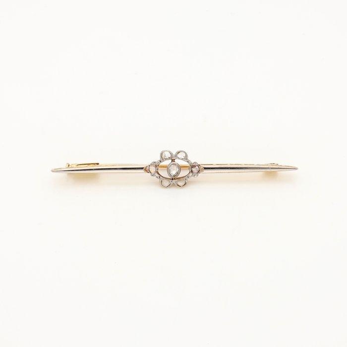 Broche - 18 karaat Geel goud, Witgoud - Diamant, Sieraden, Tassen en Uiterlijk, Antieke sieraden