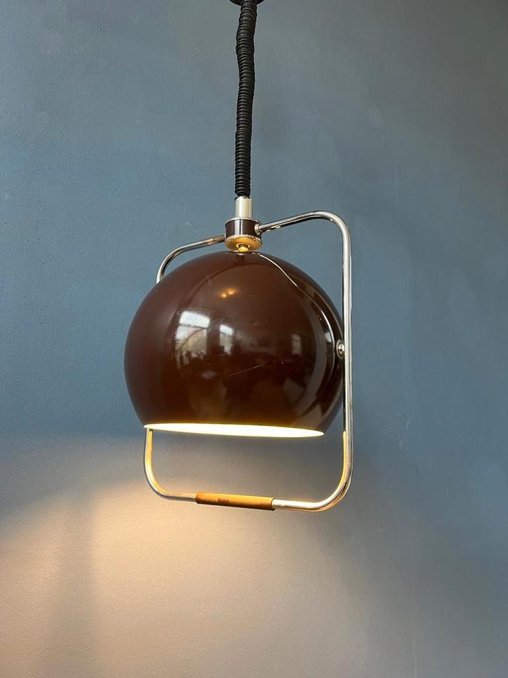 Vintage GEPO Pendant Lamp in Brown Colour | Space Age Light, Huis en Inrichting, Lampen | Hanglampen, Ophalen of Verzenden
