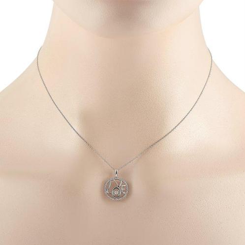 Ketting met hanger - 14 karaat Witgoud, 14K Wit Goud 0,30 ct, Sieraden, Tassen en Uiterlijk, Antieke sieraden