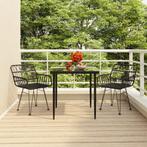 vidaXL 3-delige Tuinset poly rattan zwart, 2 zitplaatsen, Nieuw, Tuinset, Verzenden