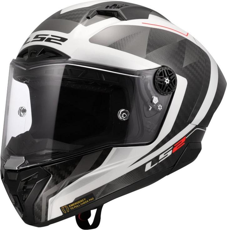 LS2FF805ThunderGPAeroRauteWitGrijs06Integraalhelm, Motoren, Kleding | Motorhelmen, XXL, Nieuw met kaartje, Overige merken, Integraalhelm