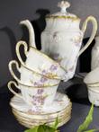 Limoges France XIX eme - Oud handbeschilderd 9 persoons thee