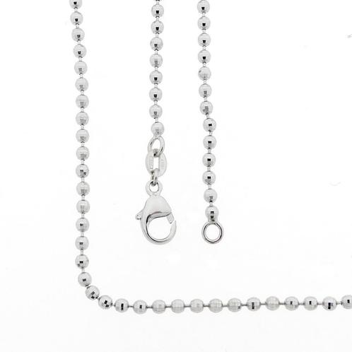 18 Krt. Witgouden bolletjes schakel ketting | 40,5 cm, Sieraden, Tassen en Uiterlijk, Kettingen, Overige kleuren, Gebruikt, Goud