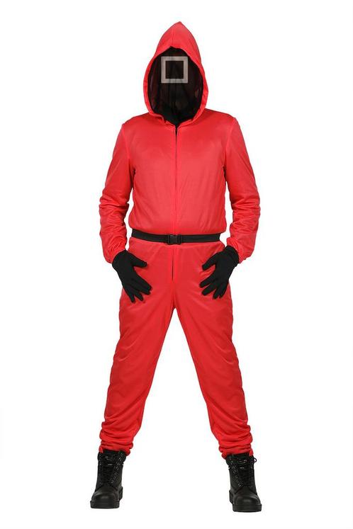 Squid Game Pak Rood Met Masker Vierkant, Hobby en Vrije tijd, Feestartikelen, Nieuw, Ophalen of Verzenden