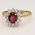 Ring - 18 karaat Geel goud Robijn - Diamant, Sieraden, Tassen en Uiterlijk, Ringen, Nieuw