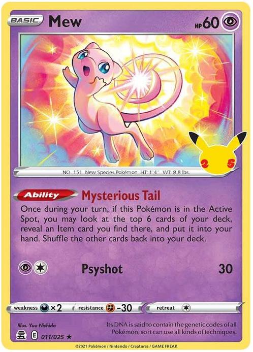 Mew 011/025  Celebrations, Hobby en Vrije tijd, Verzamelkaartspellen | Pokémon, Losse kaart, Nieuw, Foil, Ophalen of Verzenden