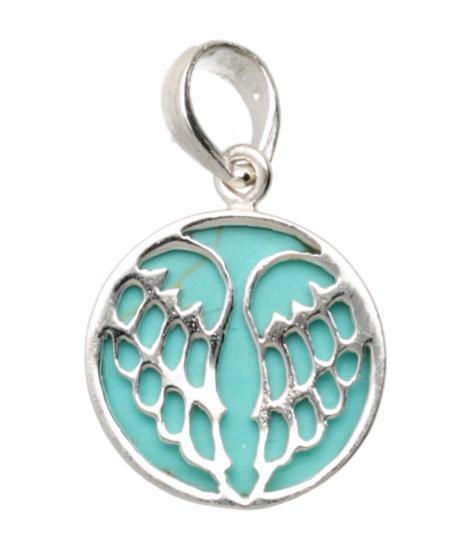 Zilveren Vleugels met turquoise kettinghanger, Sieraden, Tassen en Uiterlijk, Kettinghangers, Verzenden