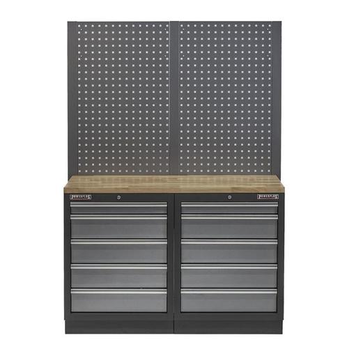 Werkbank set met hardhouten werkblad, gereedschapsbord en 10, Doe-het-zelf en Verbouw, Werkbanken, Ophalen of Verzenden