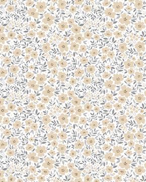 Percale Katoen Bloemetjes Beige/Wit, Hobby en Vrije tijd, Stoffen en Lappen, Wit, Nieuw