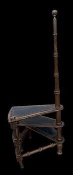 Trapje - Notenhouten - Bibliotheek trap, Antiek en Kunst