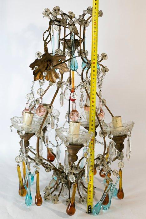 Kroonluchter - metaal - geblazen glas - Murano druppel, Antiek en Kunst, Kunst | Designobjecten