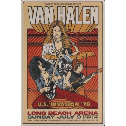 Wandbord - Van Halen U.S. Invasion Tour 1978, Verzamelen, Muziek, Artiesten en Beroemdheden, Poster, Artwork of Schilderij, Nieuw