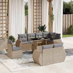 vidaXL 9-delige Loungeset met kussens poly rattan beige, Verzenden, Nieuw, Rotan, Loungeset