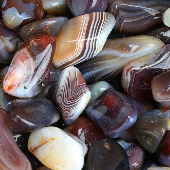 Botswana-agaat Tumbled Stones - XL partij- 1 kg, Verzamelen, Mineralen en Fossielen