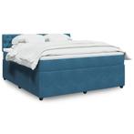 vidaXL Boxspring met matras fluweel blauw 180x200 cm, Eenpersoons, Nieuw, 80 cm, 200 cm