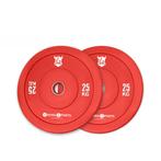 Bumper plate 25kg Rood | Olympisch | Nieuw | Scherpe Prijs, Ophalen of Verzenden, Nieuw, Rug, Halterschijven